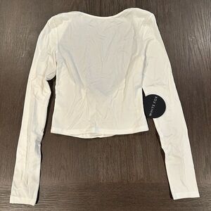 White Open Back White Fox Long Sleeve Shirt